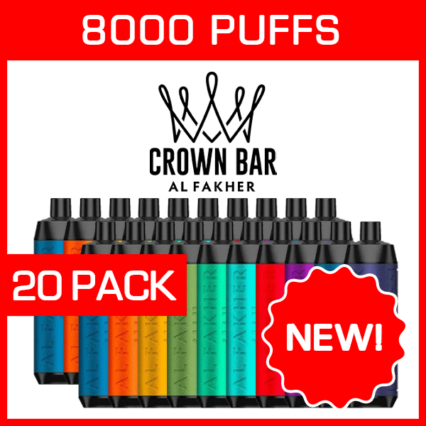 Al Fakher Crown Bar 8000 (20-Pack), genuine Al Fakher stock