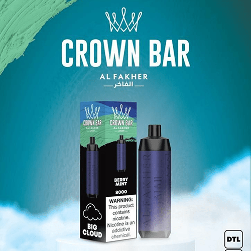 Al Fakher Crown Bar 8000, Berry Mint, genuine Al Fakher stock