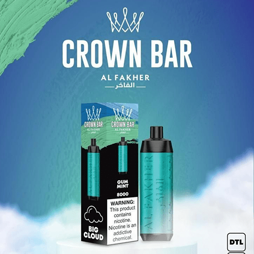 Al Fakher Crown Bar 8000, Gum Mint, genuine Al Fakher stock