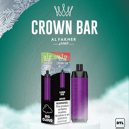 Al Fakher Crown Bar 8000, Lush Ice, genuine Al Fakher stock