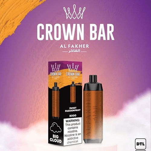 Al Fakher Crown Bar 8000, Sweet Passionfruit, genuine Al Fakher stock