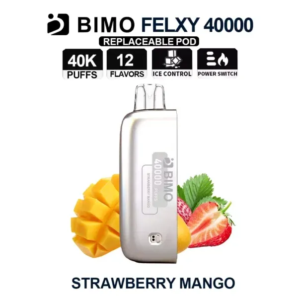 BIMO Felxy 40000 Pod, Strawberry Mango, genuine BIMO stock