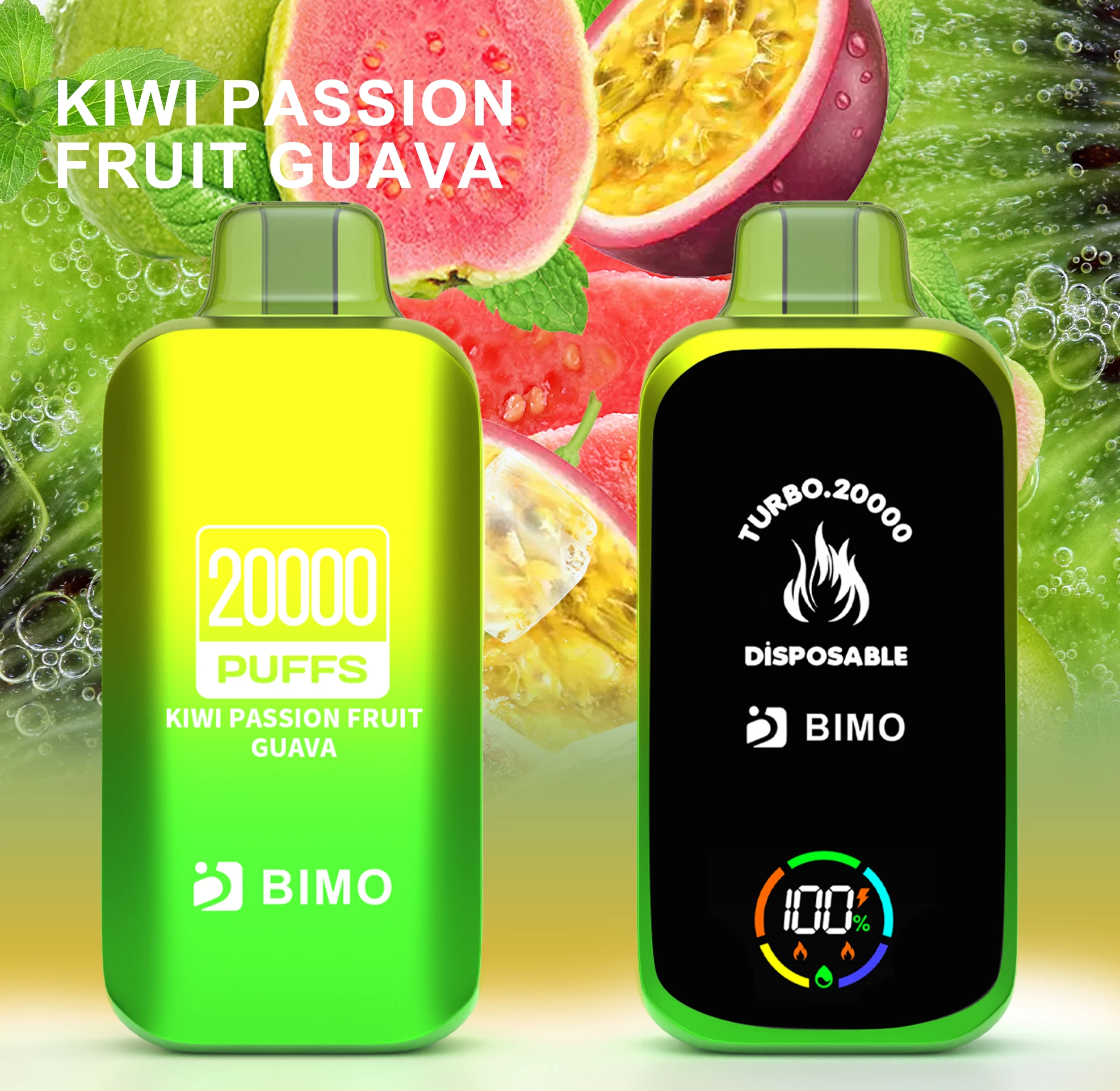 BIMO Turbo 20000, Passion Fruit Kiwi Guava, genuine BIMO stock