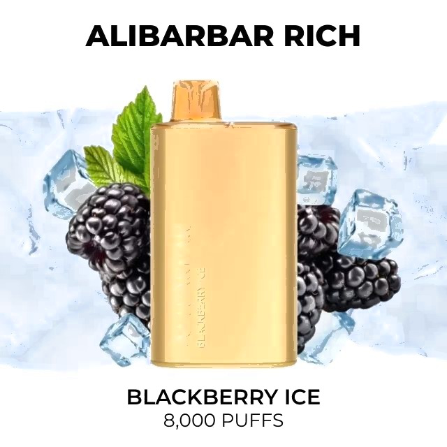 Alibarbar Rich 8000 disposable vape, Blackberry Ice flavour, 8,000 puffs