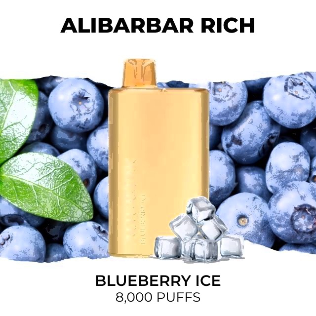 Alibarbar Rich 8000 disposable vape, Blueberry Ice flavour, 8,000 puffs