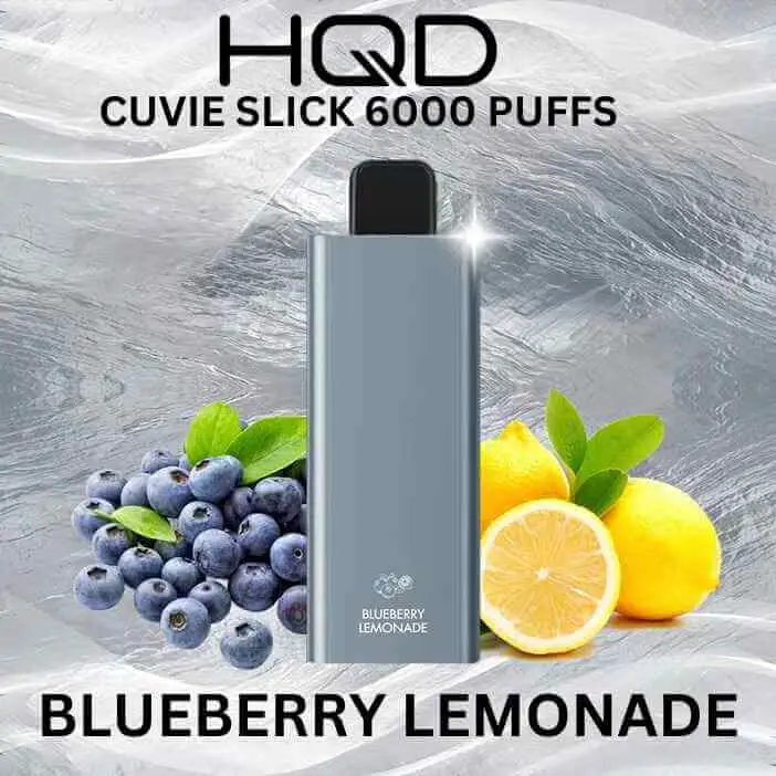 Blue HQD Cuvie Slick 6000 disposable vape in Blueberry Lemonade flavour