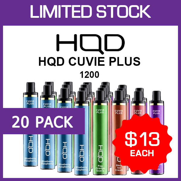 HQD Cuvie Plus (20-Pack), assorted flavours, genuine HQD stock