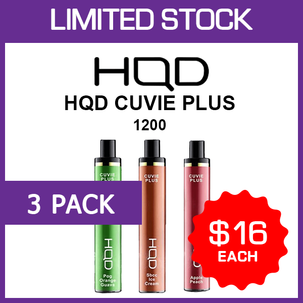 HQD Cuvie Plus (3-Pack), assorted flavours, genuine HQD stock