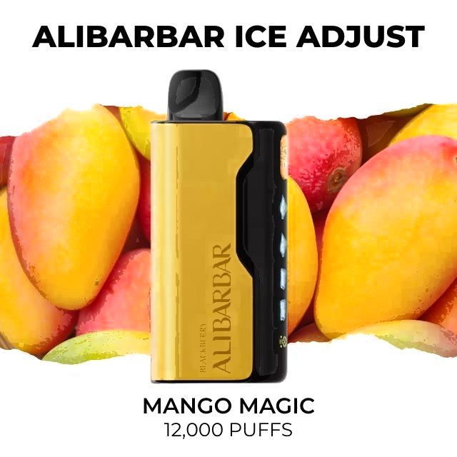Alibarbar Ice Adjust 12000 disposable vape, Mango Magic flavour, 12,000 puffs