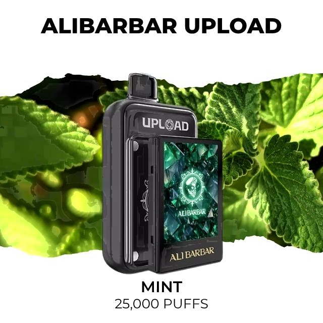 Alibarbar Upload 25000 disposable vape, Mint flavour, 25,000 puffs