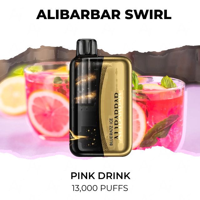 Alibarbar Swirl 13000 disposable vape, Pink drink flavour, 13,000 puffs