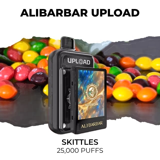 Alibarbar Upload 25000 disposable vape, Skittles flavour, 25,000 puffs
