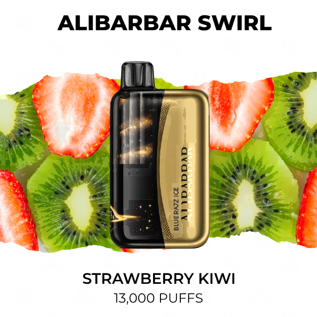 Alibarbar Swirl 13000 disposable vape, Strawberry kiwi flavour, 13,000 puffs